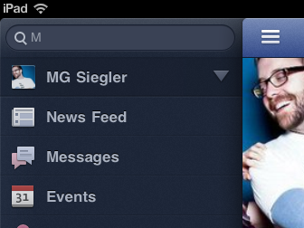 Hamburger Menu in Facebook's iPad App